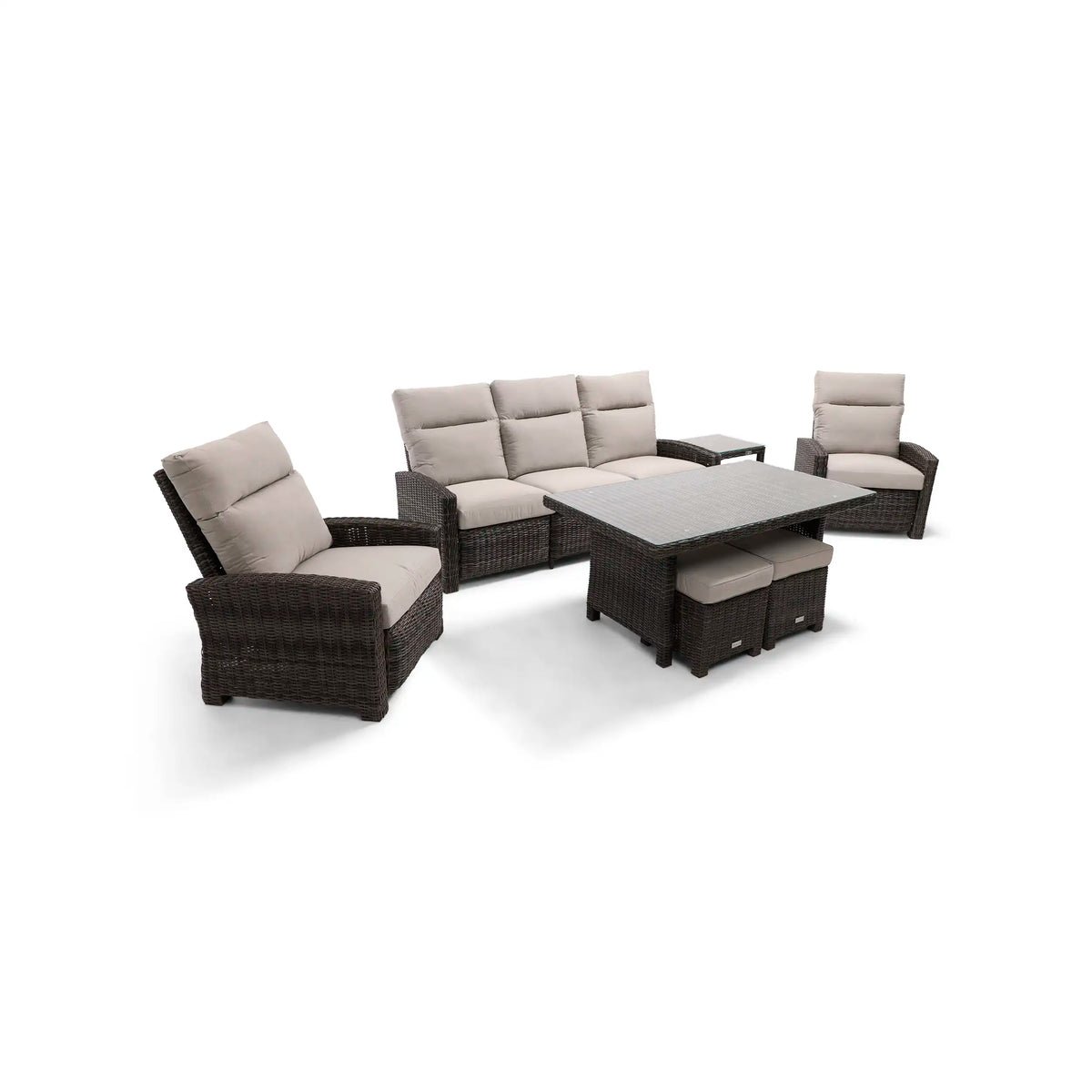 Ellis Reclining 7 Piece Sofa Conversation Group - Dove Acrylic - Image 2