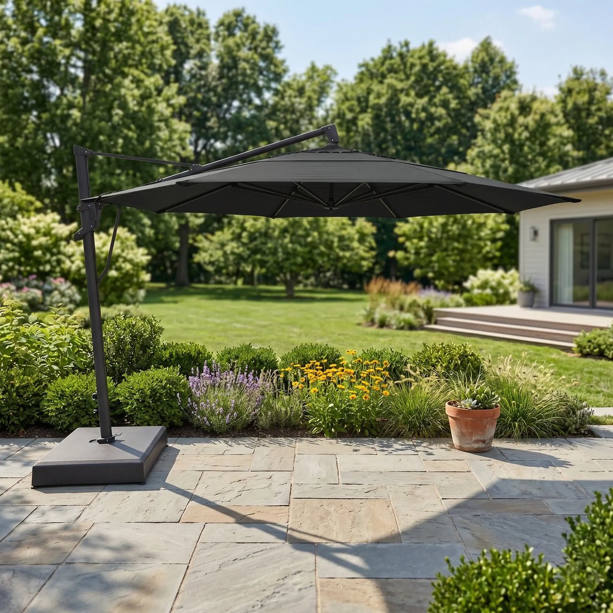 13′ Designer Octagon AKZ+ Cantilever Umbrella – Black