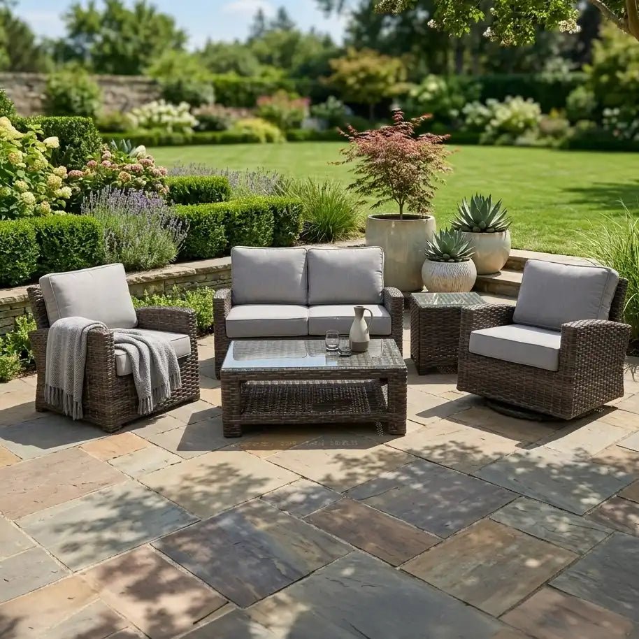 Woodridge 5 Piece Loveseat Chat Group – Canvas Steel