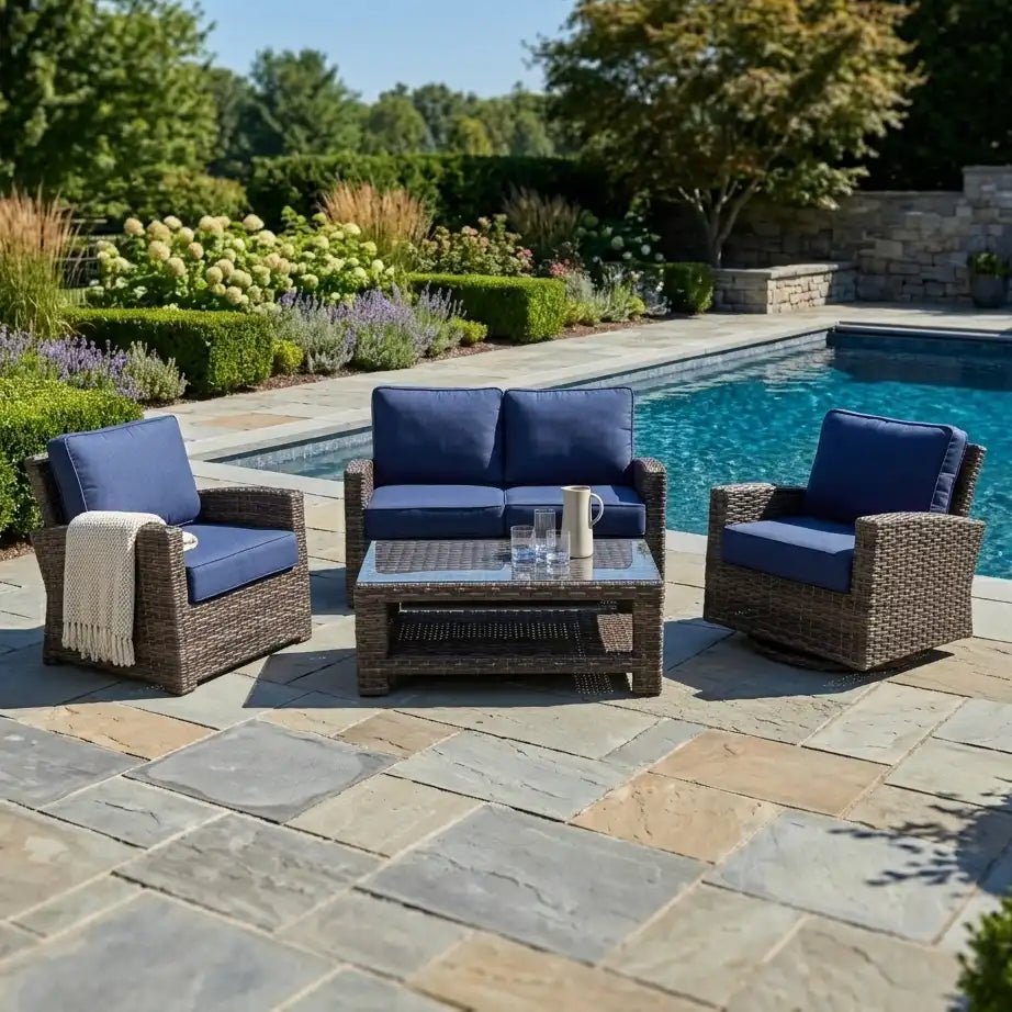 Woodridge 5 Piece Loveseat Chat Group – Canvas Indigo