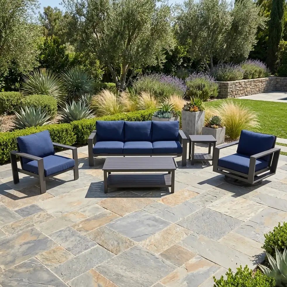 Sutton Grey 5 Piece Sofa Group – Indigo