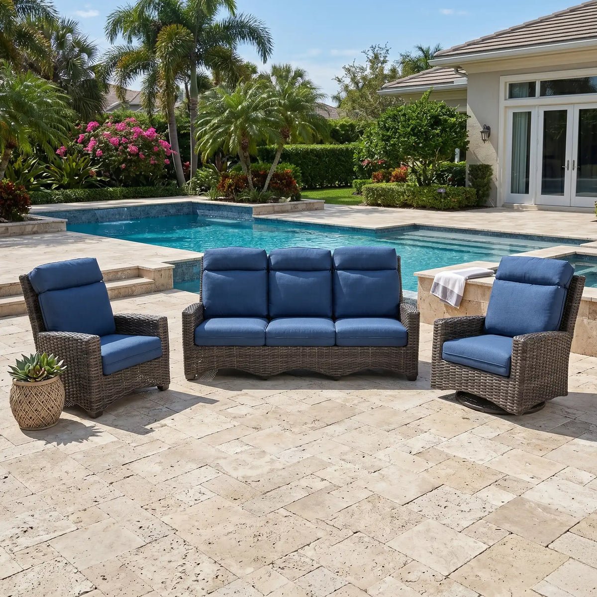 Grey Kampala 3 Piece Sofa Group – Lifeguard Lapis Indigo