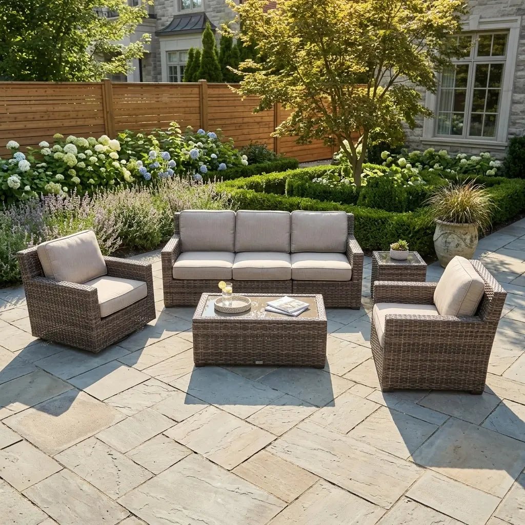St. Kitts Grey 5 Piece Sofa Chat Group – Makar Oyster