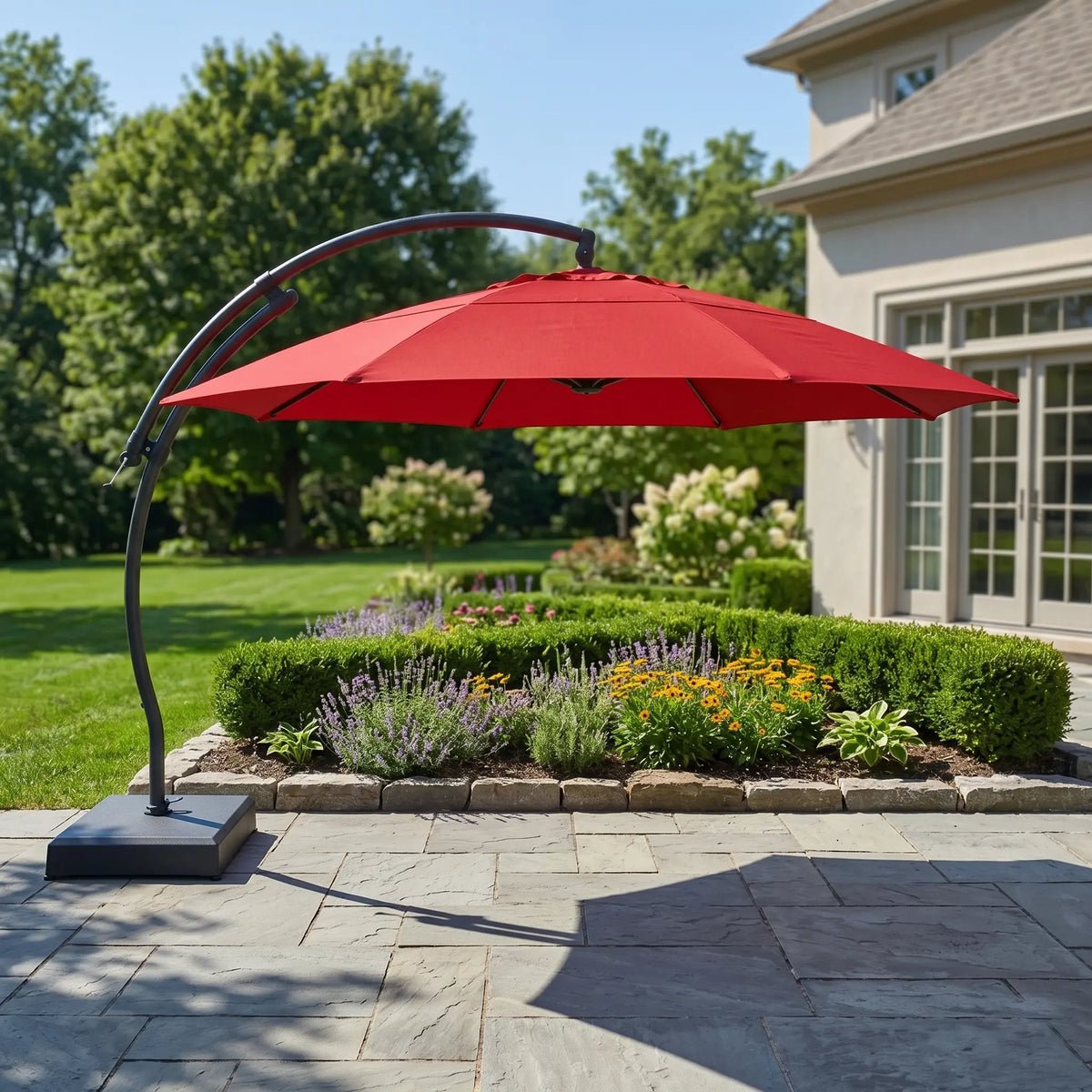 13′ Deluxe Octagon Dome Tilting Cantilever Umbrella – Red