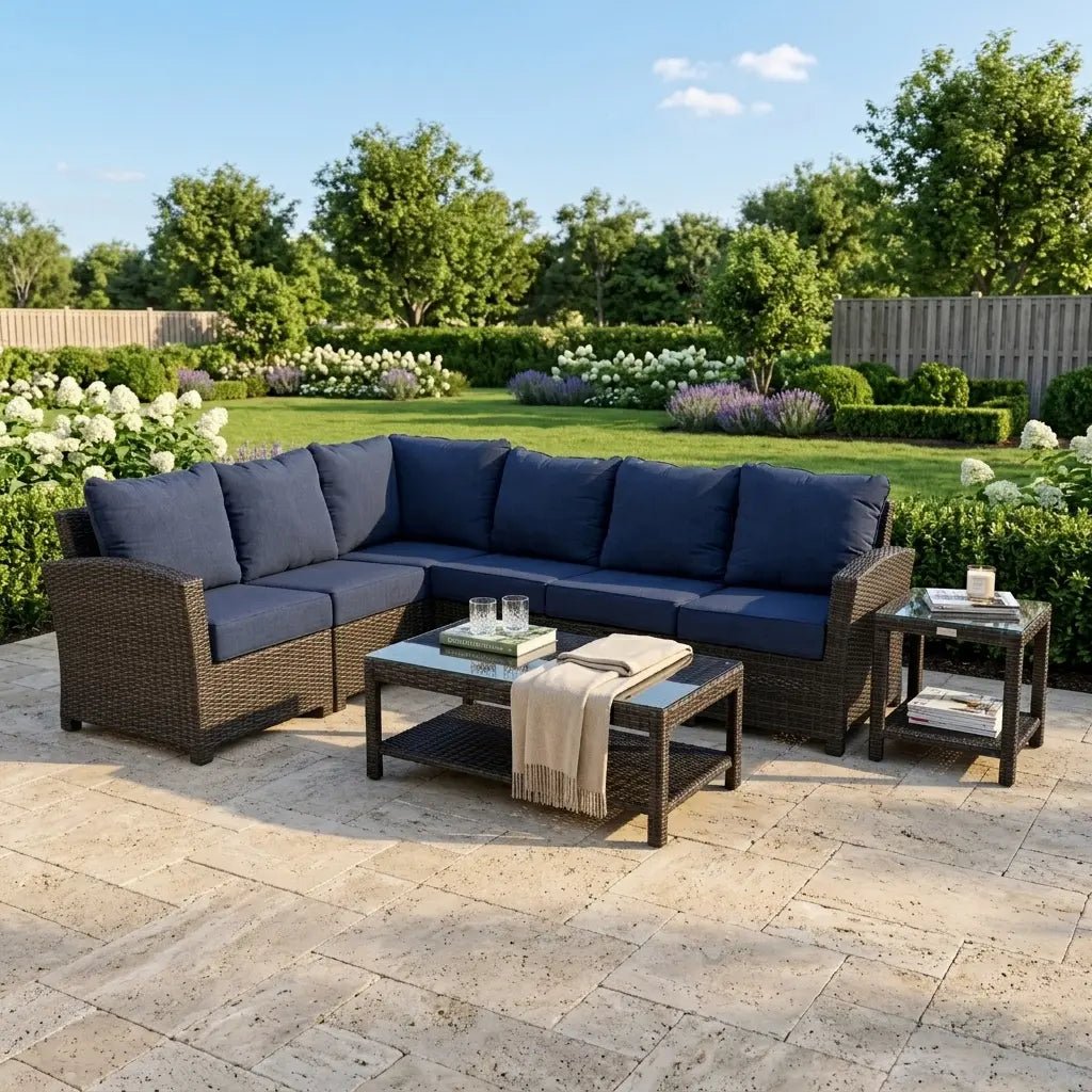 Ellis 6 Piece Sectional Chat Group – Indigo Acrylic