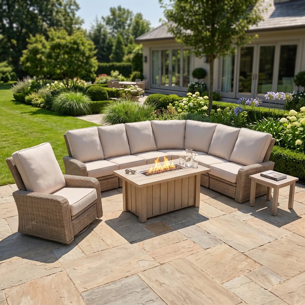 Naples 9 Piece Reclining Firepit Sectional Group