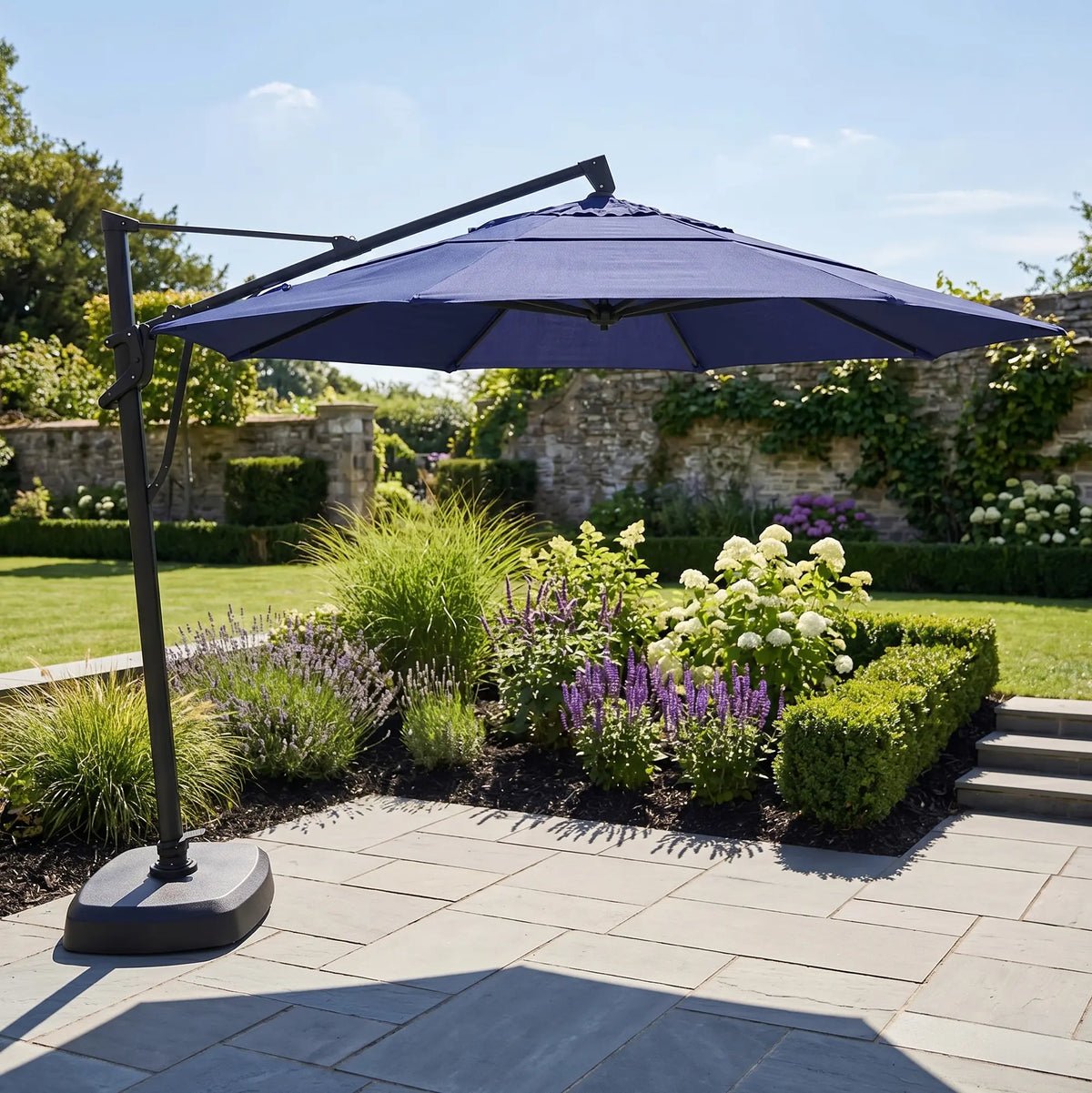 11′ Designer Octagon AKZ+ Infinite Tilt Cantilever Umbrella – Indigo