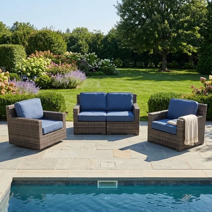 St. Kitts Grey 3 Piece Loveseat Group – Lifeguard Lapis Indigo