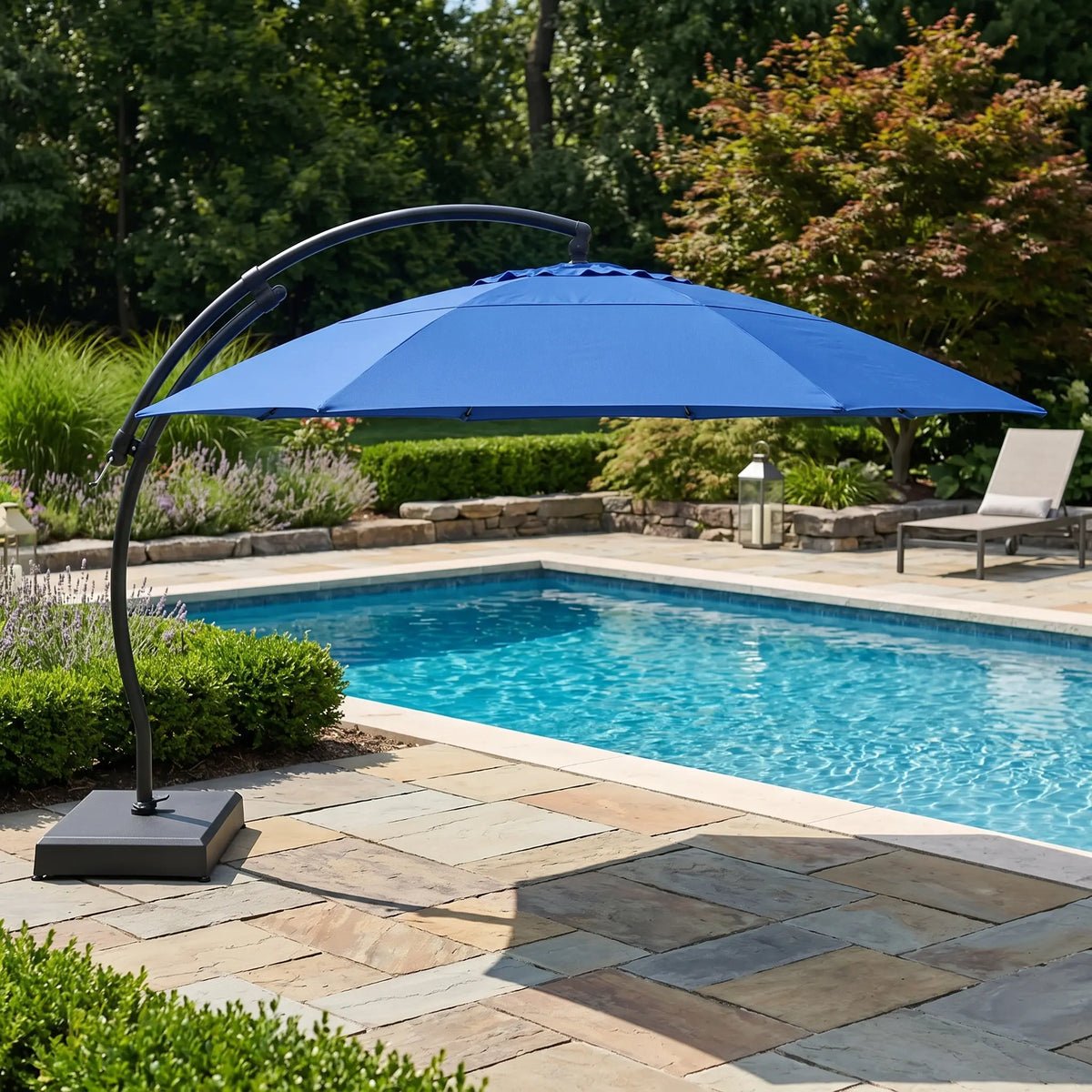 13′ Deluxe Octagon Dome Tilting Cantilever Umbrella – Cobalt