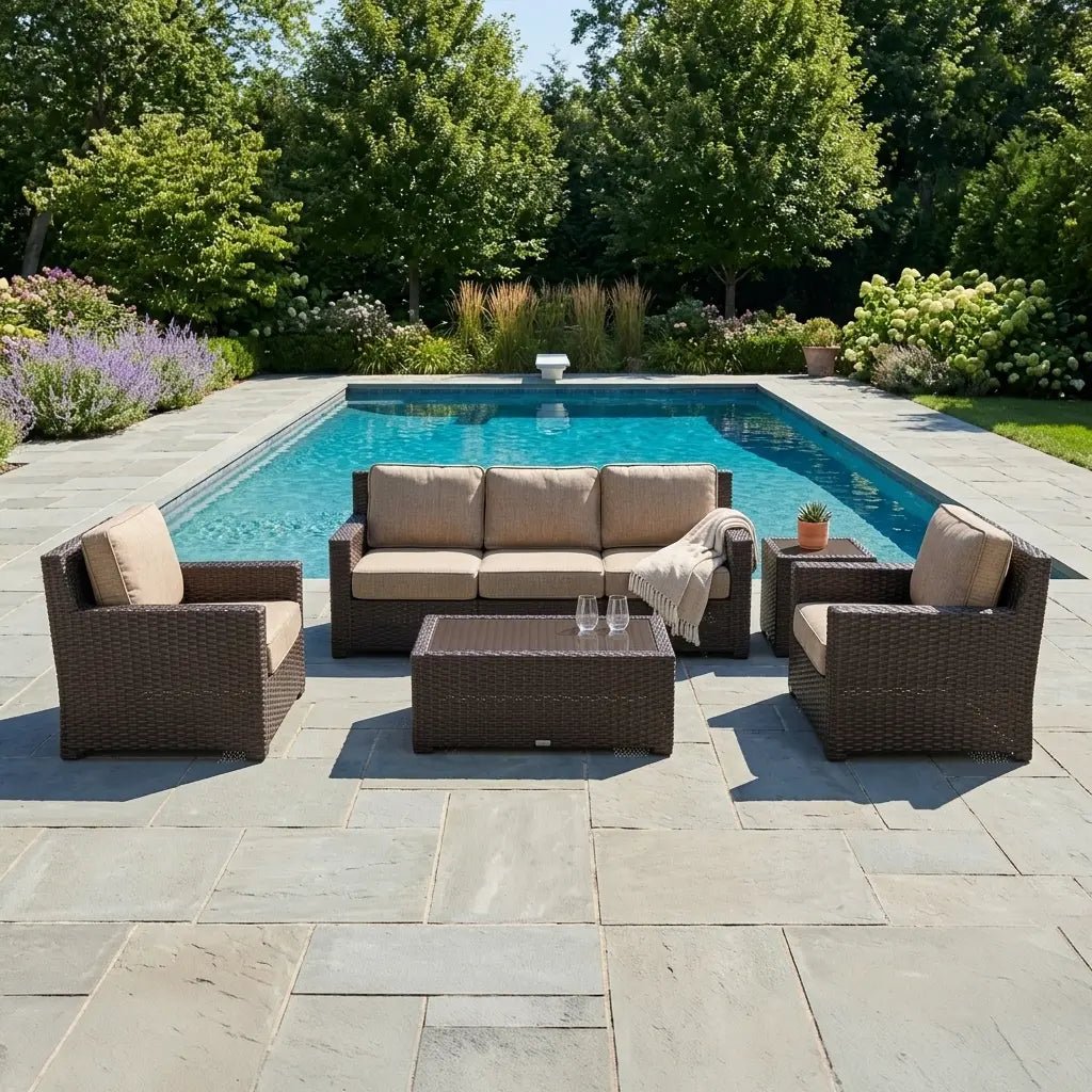 St. Kitts 5 Piece Sofa Chat Group – Mirage Latte