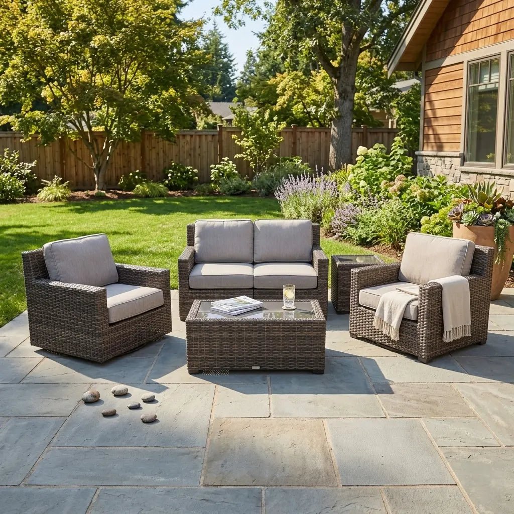 St. Kitts Grey 5 Piece Loveseat Chat Group – Makar Oyster