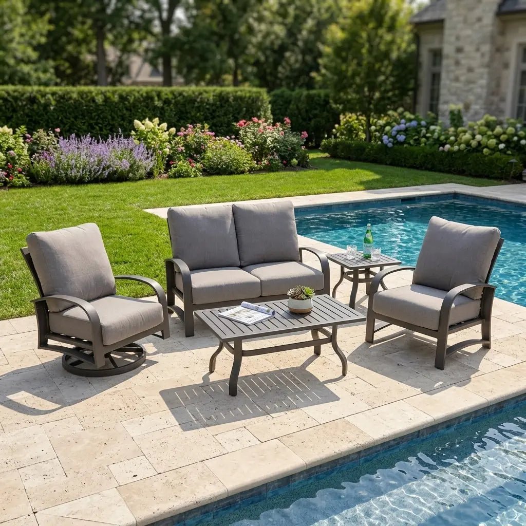 Wakefield 5 Piece Loveseat Chat Group – Barbados Fog