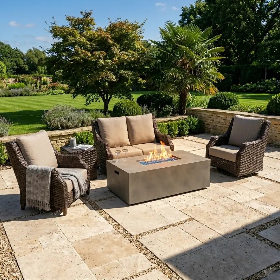 Aruba XL 5 Piece Loveseat Firepit/Chat Group