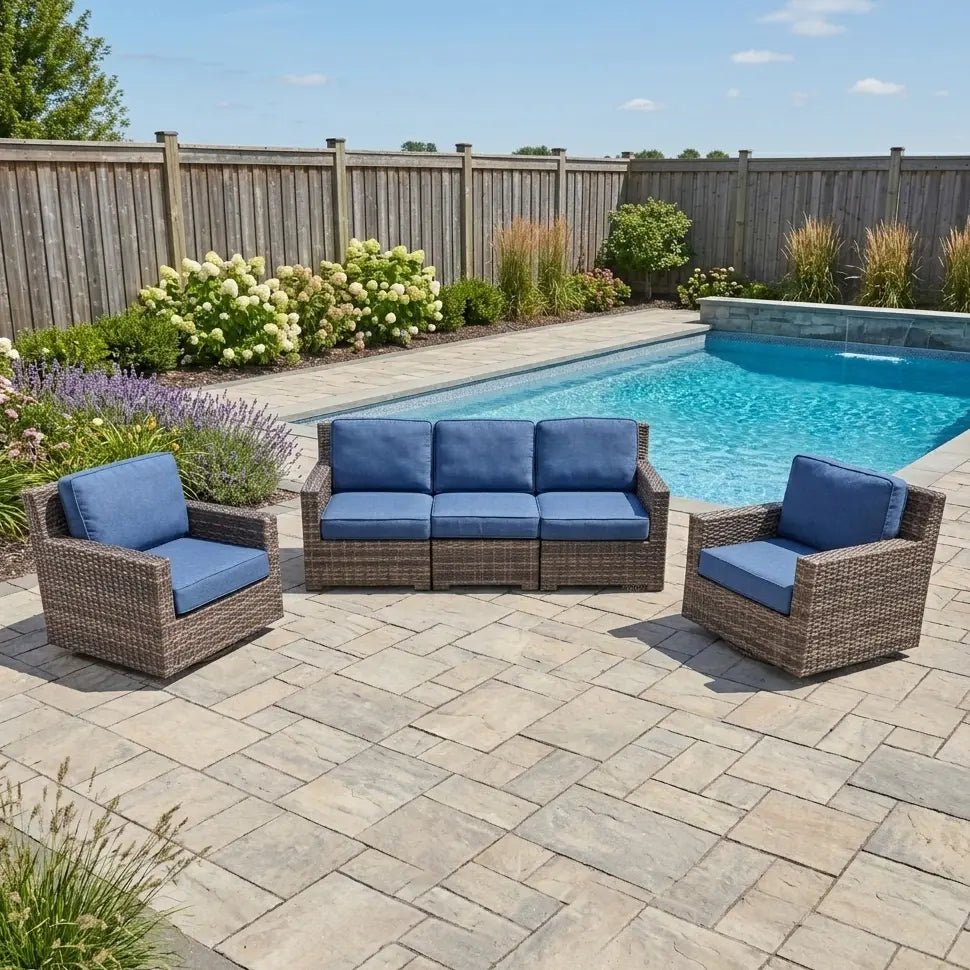 St. Kitts Grey 3 Piece Sofa Group – Lifeguard Lapis Indigo