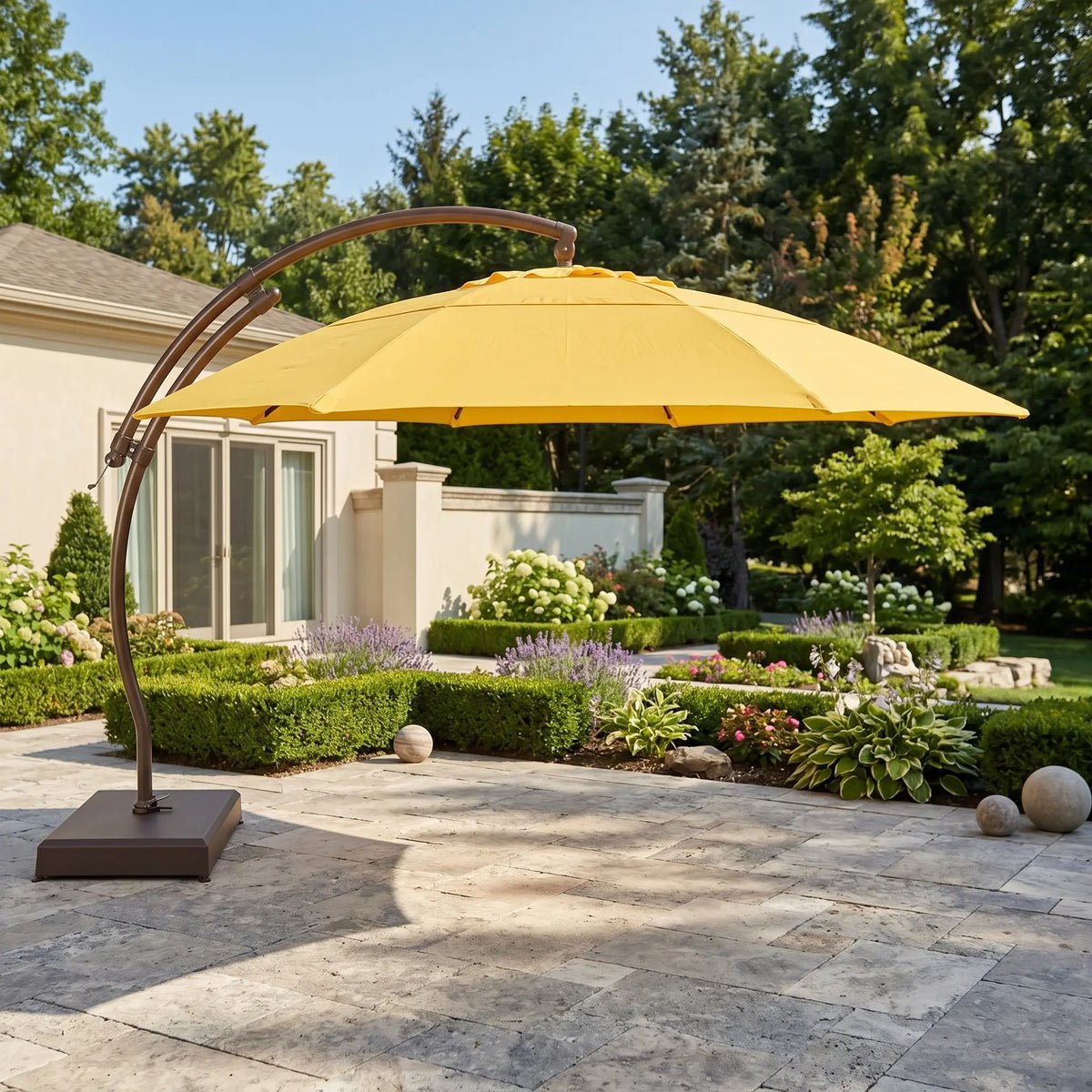 13′ Deluxe Octagon Dome Tilting Cantilever Umbrella – Lemon