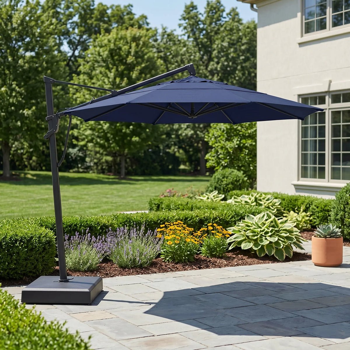 13′ Designer Octagon AKZ+ Cantilever Umbrella – Indigo